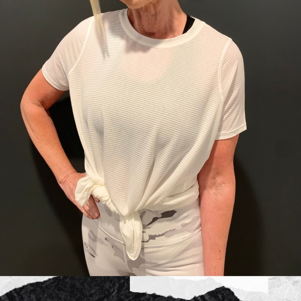 Striped Mesh Short Sleeve